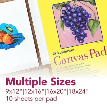 Strathmore 300 Series, Canvas Pad, 9x12 inch, 10 Sheets – Triple Primed, 100% Cotton Canvas, Plein Air Artists, Acrylic Paint and Oil Paint