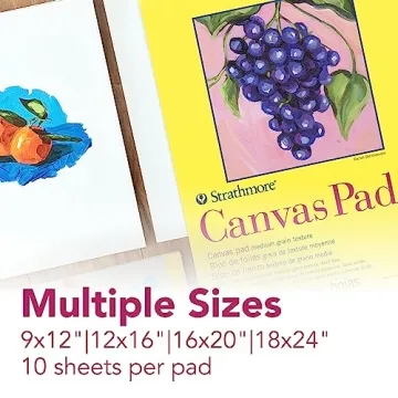 Strathmore 300 Series, Canvas Pad, 9x12 inch, 10 Sheets – Triple Primed, 100% Cotton Canvas, Plein Air Artists, Acrylic Paint and Oil Paint