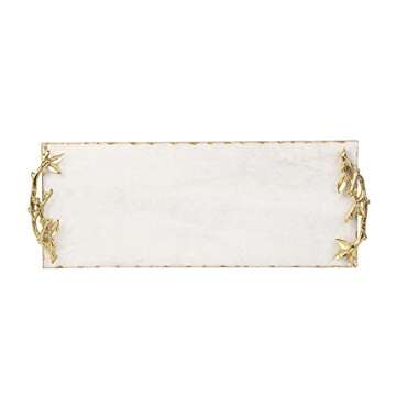 Godinger Marble Serving Tray for Appetizers Desserts Hors D'vour Dish Golden Branch.