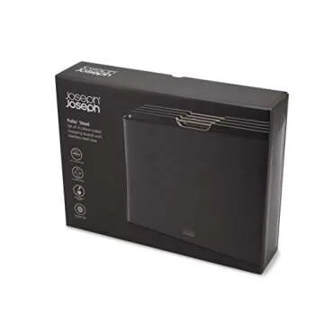 Joseph Joseph Folio 4-Piece Color coded Cutting Board Set, Steel Slimline Case for Organized Kitchen Storage, Large, Carbon Black