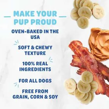 Shameless Pets Soft-Baked Dog Treats, Bananas for Bacon - Natural & Healthy Dog Chews for Skin & Coa...