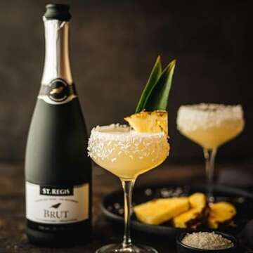 ST. REGIS Non-Alc Brut Champagne 25.4 Fl Oz (1 Pack) - Low Calorie & Low Sugar - Golden Yellow Fruity and Citrus Rich Flavor from North of Spain Vineyards - Paleo Diet