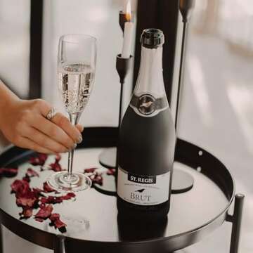 ST. REGIS Non-Alc Brut Champagne 25.4 Fl Oz (1 Pack) - Low Calorie & Low Sugar - Golden Yellow Fruity and Citrus Rich Flavor from North of Spain Vineyards - Paleo Diet