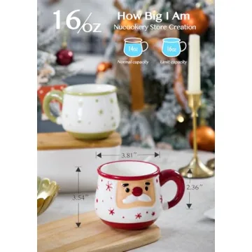 Nucookery Christmas Mug - Christmas Card & Gift Box Included - Adorable Santa Face Design - Funny & Cute Christmas Coffee Mugs - Perfect for Mom kids Dad Christmas Gifts,16 Oz (Christmas Red)