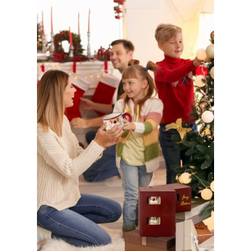 Nucookery Christmas Mug - Christmas Card & Gift Box Included - Adorable Santa Face Design - Funny & Cute Christmas Coffee Mugs - Perfect for Mom kids Dad Christmas Gifts,16 Oz (Christmas Red)