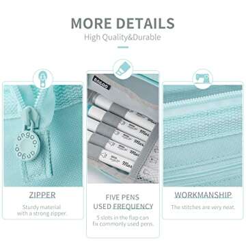 HVOMO Pencil Case Large Capacity Pencil Pouch Handheld Pen Bag Cosmetic Gift for Office School Teen Girl Boy Men Women Adult (Blue)