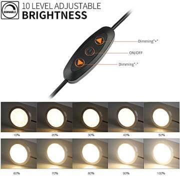 Moobibear LED Under Cabinet Lighting, 2W 1200lm Puck Lights 6 Pack, Warm White Under Counter Lights Kit for Kitchen with 10 Levels Brightness, Plug in Under Cabinet LED Light for Closet, Bookshelf