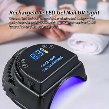 MINI LOP 64W Rechargeable Pro LED Gel Nail UV Light UV LED Nail Lamp Cordless Led Light for Nails(Bl...