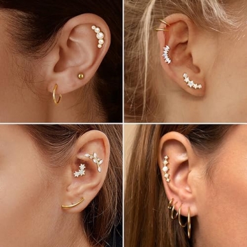 ZELORES Cartilage Earrings Set 8Pcs Hypoallergenic Dazzling Jewelry