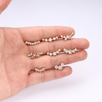 ZELORES Cartilage Earrings Set 8Pcs Hypoallergenic Dazzling Jewelry