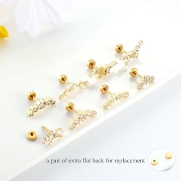 ZELORES Cartilage Earrings Set 8Pcs Hypoallergenic Dazzling Jewelry