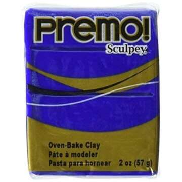 Sculpey Premo Polymer Oven-Bake Clay, Ultramarine Blue Hue, Non Toxic, 2 oz. bar, Great for jewelry making, holiday, DIY, mixed media and more. Premium clay Great for clayers and artists.