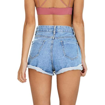 Haola Women's High Waisted Vintage Denim Shorts Light Blue