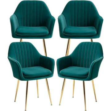 Stylish AVAWING Modern Velvet Accent Arm Chairs Set of 4 - Elegant & Comfortable