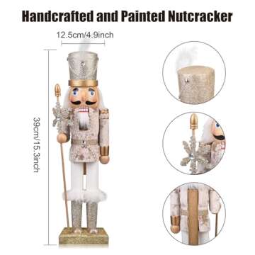 ArlinaL Elegant 15 Inch Wooden Nutcracker - Holiday Decor