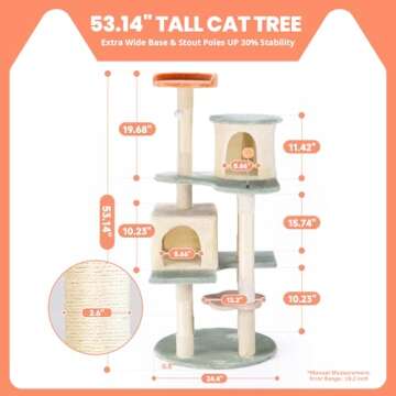HYABi 53 inch Flower Cat Tree Tower Condo Multi-Level Furniture Apartment Plush Habitat Kitten Amuse...