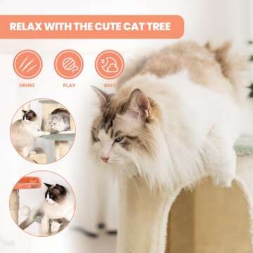 HYABi 53 inch Flower Cat Tree Tower Condo Multi-Level Furniture Apartment Plush Habitat Kitten Amusement Platform with Scratch Posts Toy Ball Pet House Play for Indoor Cats