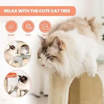 HYABi 53 inch Flower Cat Tree Tower Condo Multi-Level Furniture Apartment Plush Habitat Kitten Amusement Platform with Scratch Posts Toy Ball Pet House Play for Indoor Cats