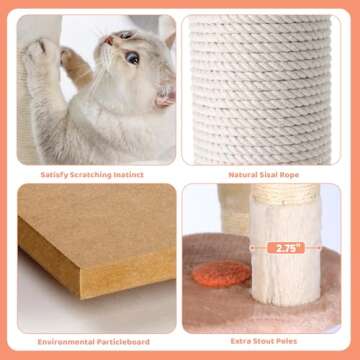 HYABi 53 inch Flower Cat Tree Tower Condo Multi-Level Furniture Apartment Plush Habitat Kitten Amusement Platform with Scratch Posts Toy Ball Pet House Play for Indoor Cats