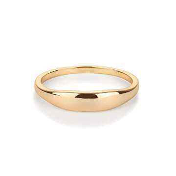 PAVOI 14K Gold Plated Signet Ring | Bands for Women (Yellow Plated, 9)