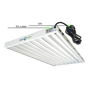 HYDRO PLANET T5 Grow Lights 4 Ft 8 Bulbs Fixture with 6500K Fluorescent HO Bulbs, T5 Grow Lights for Indoor Plants, UL Listed, 15 ft Power Cord with Hanger