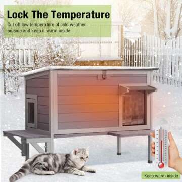 GUTINNEEN Outdoor Cat House Insulated for Winter Weatherproof Feral Cat Shelter