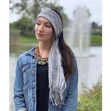 Humble Hilo Multi-Colored Scarf/Shawl for Women Lightweight Head or Neck Scarf (White/Black)