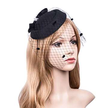 Fascinators Hats 20s 50s Hat Pillbox Hat Cocktail Tea Party Headwear with Veil for Girls and Women (...