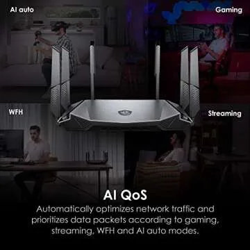 MSI Radix AX6600 WiFi 6 Tri-Band Gaming Router, AI QoS, 1.8GHz Quad-Core Processor, MU-MIMO, Gigabit Wireless, 8-Stream, High Speed Long Range