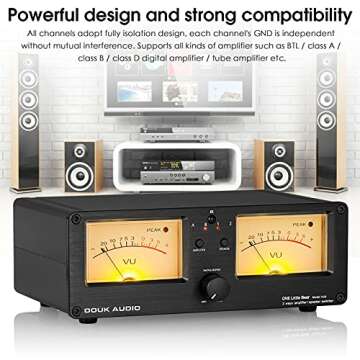 Douk Audio VU3 Dual Analog VU Meter, 2-Way Amplifier/Speaker Switch, Audio Switcher Box with DB Panel Display