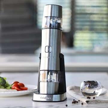 Cuisinart SG-3 Rechargeable Salt, Pepper and Spice Mill Mini Prep Plus Food Processor, Stainless Ste...