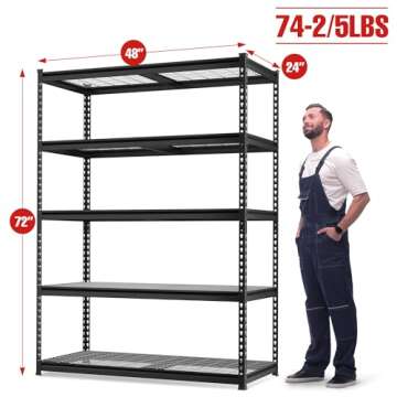WORKPRO 5-Tier Heavy Duty Metal Shelving Unit - 4000 lbs