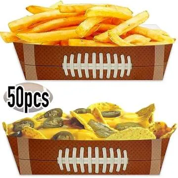 Football Disposable Paper Trays for Celebrations | 50 Pcs Eco-Friendly Snack Trays | Perfect for Sup...