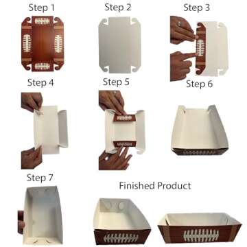 Football Disposable Paper Trays| (50 pcs) Fair Food Boats Concession Snacks| Carnival Nachos, Chips Serving Basket| Football Theme Paper Food Tray| Big Game Snack Tray| Football Party Baskets|BASHOUT