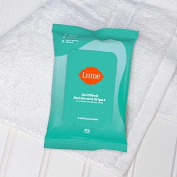 Lume Acidified Deodorant Wipes for Freshness on the Go