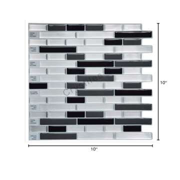 Crystiles Peel and Stick Self-Adhesive DIY Backsplash Stick-on Vinyl Wall Tiles for Kitchen and Bathroom Décor Projects, Item# 91010845, 10” X 10” Each, 6 Sheets Pack