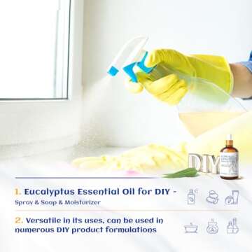 HIQILI 100ML Eucalyptus Essential Oil for Spray, Diffuser & Skin, 100% Pure Undiluted - 3.38 Fl Oz