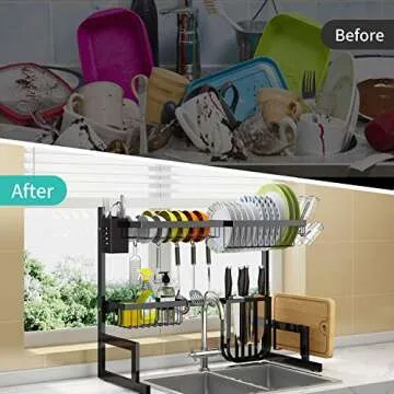 Adjustable Over The Sink Dish Drying Rack for Space Saving
