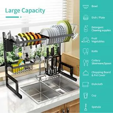 Adjustable Over The Sink Dish Drying Rack for Space Saving