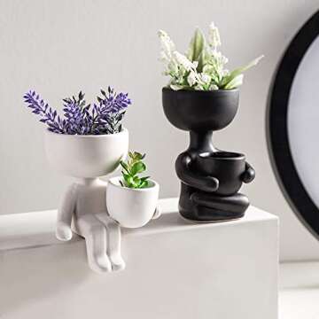 V-Shine Garden Pots, Handicraft Creative Flower Decoration Ornaments, Ceramic Flower Planter Pot with Drainage, Suitable for Flower Shops, Home Life, Cafes, Wedding Venues, etc.