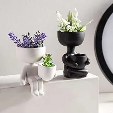 V-Shine Garden Pots, Handicraft Creative Flower Decoration Ornaments, Ceramic Flower Planter Pot with Drainage, Suitable for Flower Shops, Home Life, Cafes, Wedding Venues, etc.