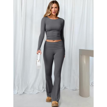 Stylish ANRABESS Women 2 Piece Outfit Lightweight Lounge Set