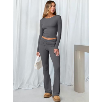 Stylish ANRABESS Women 2 Piece Outfit Lightweight Lounge Set