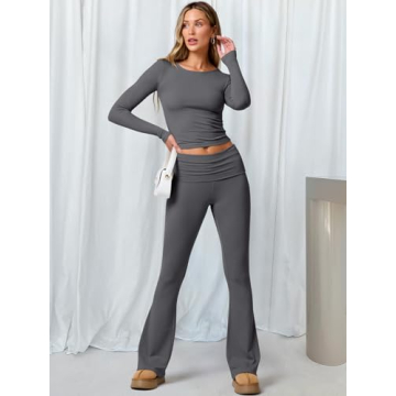 Stylish ANRABESS Women 2 Piece Outfit Lightweight Lounge Set