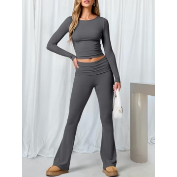 Stylish ANRABESS Women 2 Piece Outfit Lightweight Lounge Set