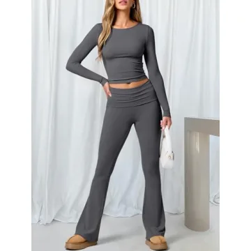 Stylish ANRABESS Women 2 Piece Outfit Lightweight Lounge Set