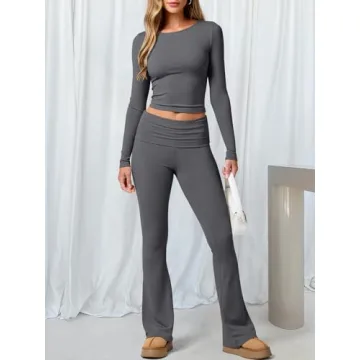 Stylish ANRABESS Women 2 Piece Outfit Lightweight Lounge Set