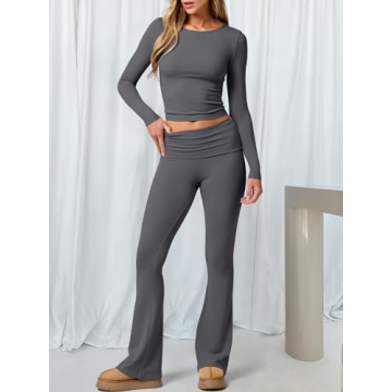 Stylish ANRABESS Women 2 Piece Outfit Lightweight Lounge Set