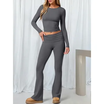 Stylish ANRABESS Women 2 Piece Outfit Lightweight Lounge Set
