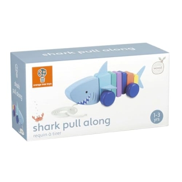 Handcrafted Shark Pull Along Toy for Toddlers 1+